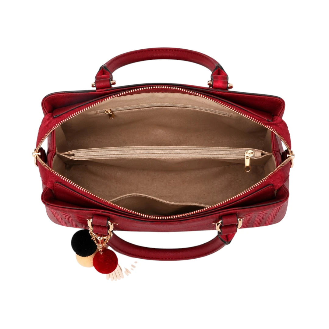 Valonx Premium Wine Red Leather Handbag for Women